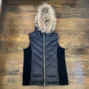 Dana Stein Fur Hooded Puffer Vest Size Medium